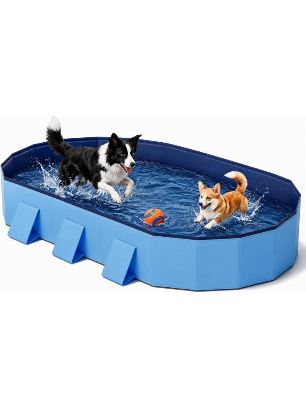 Large Foldable Dog Pool 72'' - Portable Pet Bath Tub with Reinforced Sidewalls